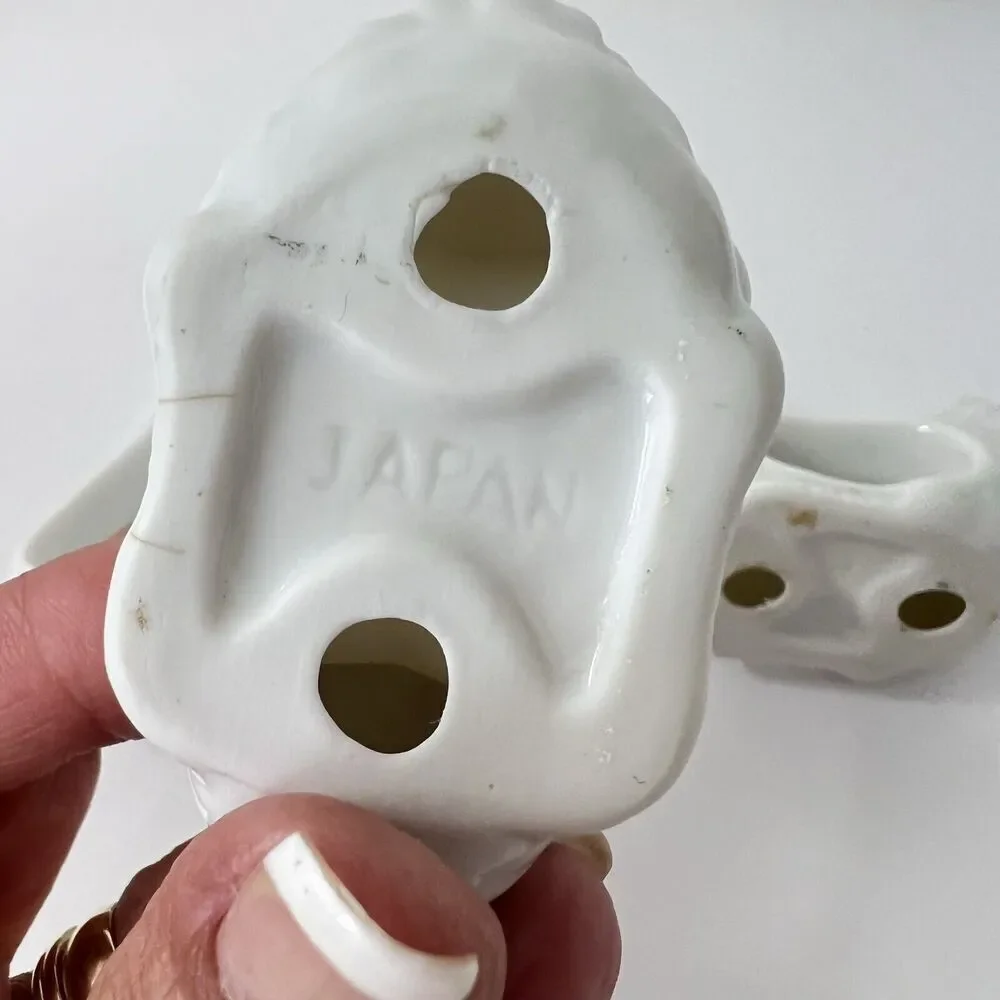 Vintage 1984 White Ceramic Farm Animal Napkin Rings Holders Set 4 Japan